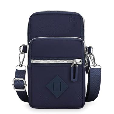 Imagem de Bolsa transversal pequena para mulheres - Mini bolsas de telefone com alça transversal e carteira - bolsa de braço de nylon, Azul escuro