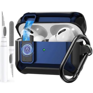 Imagem de Olytop Capa para Airpods Pro 3 com trava magnética automática, capa robusta para Apple Airpods Pro 3ª geração 2025, capa protetora à prova de choque para iPod Pro3 Gen com mosquetão e kit de limpeza