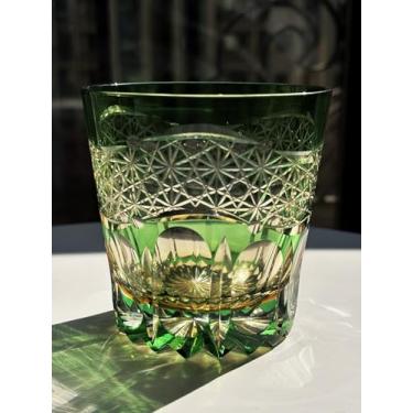 Imagem de SANMENMO Copo de uísque estilo Kiriko Edo Tokyo – Vidro de rocha de cristal cortado à mão, copo de bourbon de inspiração japonesa de 250 ml com design de refração de luz intrincada para uísque, uísque