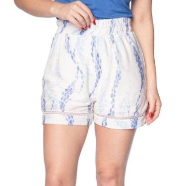 Imagem de Short Feminino Olho Fatal Estampa Ondas com Barra Bordada Br-Feminino
