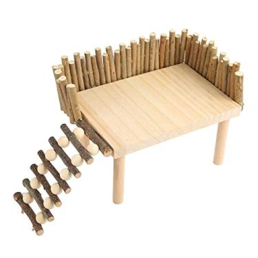 Imagem de Plataforma de Escalada de Hamster, Playground de Atividades de Madeira para Animais de Estimação Pequenos Com Cerca (Tipo universal)