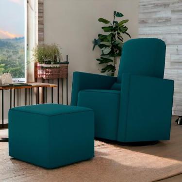 Imagem de Poltrona Com Puff Para Maternidade Ibiza Suede Petróleo