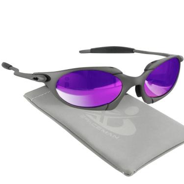 Imagem de Mandrake Metal Lupa Proteção Uv Cinza Oculos Sol Juliet + Case Todo Metal Lente Roxa Casual Original