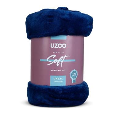 Imagem de Manta Microfibra Flannel Soft Casal 180x220cm - Uzoo Manta Microfibra Flannel Soft Casal 180x220cm Azul
