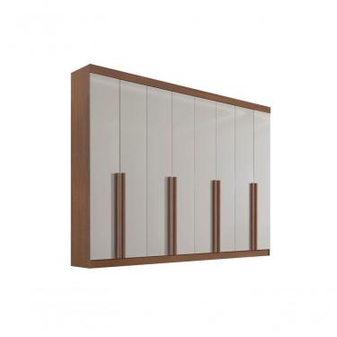 Imagem de Guarda Roupa Casal 8 Portas 8 Gavetas Com Pés Daymont - D' Doro Castanho/off White