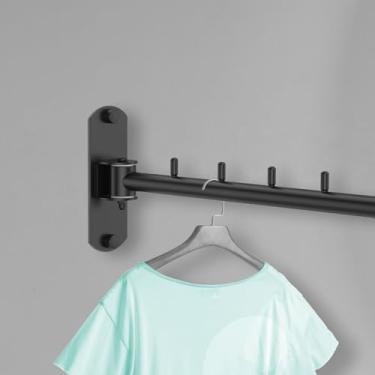 Imagem de Cabide de parede de aço inoxidável rack giratório de 180 graus fácil de instalar à prova de ferrugem cabide de bar para armário quarto lavanderia