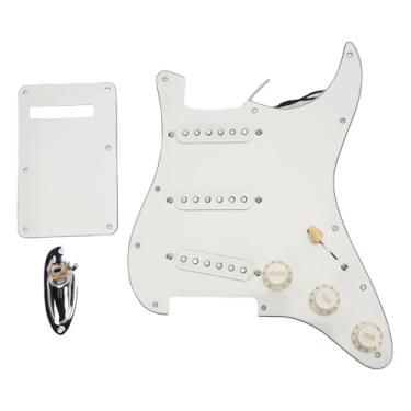 Imagem de SPYMINNPOO Pickguard Pré-cabeado para Guitarra Elétrica LP, Placa de Rascunho Branca Vintage de PVC de 3 Camadas Com Captadores de Bobina Dupla Base de Latão Fácil Instalação para Som Aprimorado e