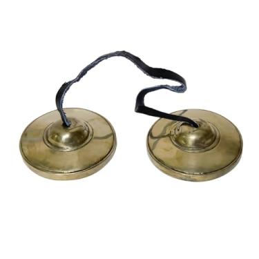 Imagem de Pratos de cura de som tibetanos feitos à mão, sinos Tingsha de latão para meditação e ioga