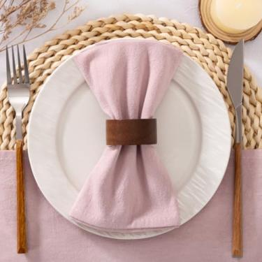 Imagem de Santaben Guardanapos de pano rosa empoeirado conjunto de 12 guardanapos de algodão laváveis a granel 43 cm × 43 cm para decoração de mesa de aniversário de festa de casamento no outono