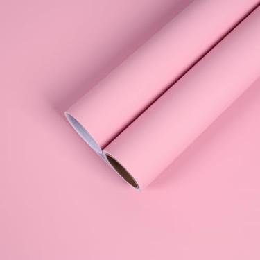 Imagem de CHIHUT Papel de parede rosa macio 30,5 cm x 254 cm Descasque e cole papel de contato de cor sólida para armários bancadas à prova d'água autoadesivo papel de parede rosa moderno papel de parede