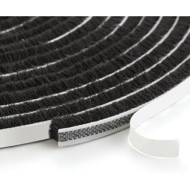 Imagem de Excluidor de rascunho para janelas de portas, 4,9 m 0,9 cm x 0,9 cm, fita adesiva para remoção de intempéries, fita de vedação autoadesiva, preta