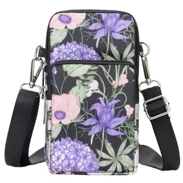 Imagem de Bolsas transversais pequenas e leves para mulheres bolsas de celular mini carteiras de pulso bolsa de ombro bolsa de braço bolsa de mão, Linguagem da flor da selva, Small, Bolsa transversal pequena