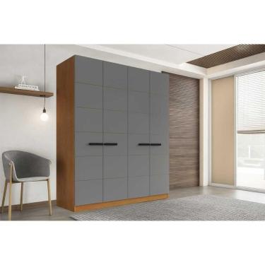 Imagem de Guarda Roupa Casal 4 Portas E 4 Gavetas Lisboa Freijo/cinza - Politorno