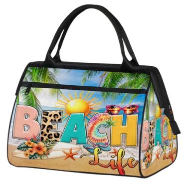 Imagem de Bolsa pequena para o fim de semana para mulheres, homens, praia, palavra, litoral, dobrável, bolsa de viagem, Cor: 1, 15.2*8.3*11.6 inch, Moderno