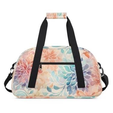 Imagem de Bolsa esportiva florida crisântemo cor da primavera, tamanho grande, impermeável, durável, dobrável, bolsa de festa do pijama, bolsa de treino para dança, balé, academia, ginástica, bolsa de viagem