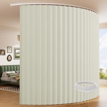Imagem de Cortina de teto divisória de quarto com conjuntos de trilhos flexíveis, (479 L x 272 cm) cortinas blackout extralongas para quarto, divisória de parede para divisória de quarto, painel divisor de