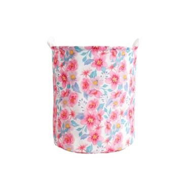 Imagem de Cesto Organizador Floral Dobrável, Multiuso para Roupa Suja, Design com Rosas e Flores, Capacidade 55L, Decorativo com Estampa (Modelo 3)