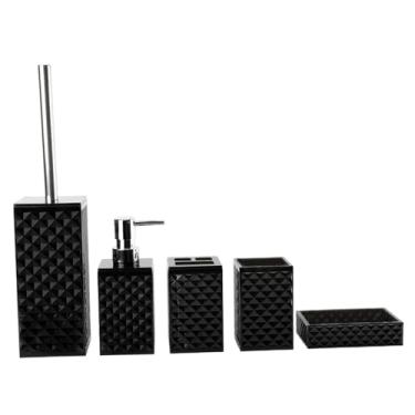 Imagem de SiaBiced Conjunto de 5 peças de acessórios para banheiro: Dispensador de sabonete líquido, porta-escova de dentes e saboneteira, Preto