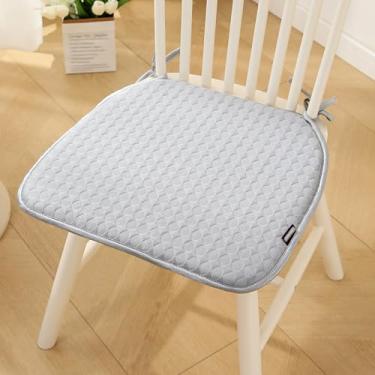 Imagem de Almofadas para cadeira de jantar Cool Ice Silk para o verão, almofada de assento com capa lavável e removível, almofadas antiderrapantes para cadeiras internas e externas, cinza, 6 peças