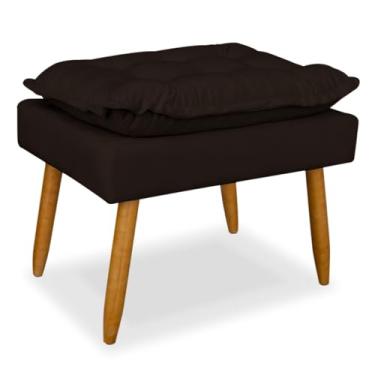 Imagem de Puff Redondo Luxo para Sala e Quarto – Banco Decorativo para Penteadeira e Descanso para os Pés(Marrom)