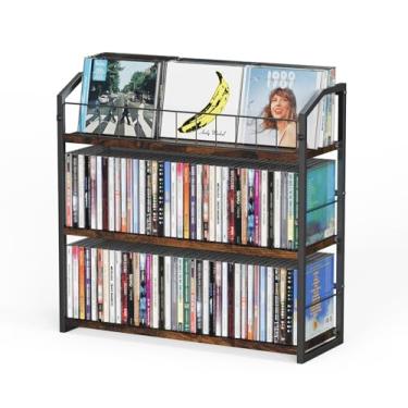 Imagem de PAPAGIFTREE Suporte de CD de 3 camadas, armazenamento de CD e rack para exibição, organizador de armazenamento com prateleira superior Dispay, prateleira com suporte premium para casa, escritório e