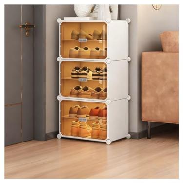 Imagem de SPXMQSS Sapato de 3/4/6/8 compartimentos, sapato modular para receptor, portas transparentes prateleira, sapatos 12 - 32 pares para entrada, armário e quarto branco 6 tiers 49 x 32 x 94 cm