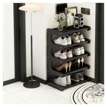 Imagem de SPXMQSS Sapateira de bambu, prateleira de sapateira de 4/5/6 níveis livre, armazenamento de armário de sapatos para entrada, prateleira de exibição multifuncional economia de espaço, para entrada