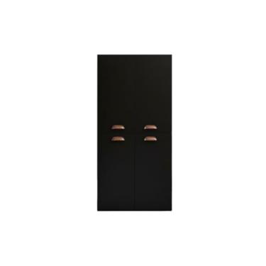 Imagem de Armário MDP 4 Portas Multiuso para Cozinha e Lavanderia Branco Preto(PRETO)