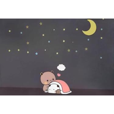 Imagem de SQsqsq Tapete de banho Bear Panda Bubu Dudu, antiderrapante, absorvente, microfibra, macio, tapete para decoração de casa de banho para cozinha, quarto, tapete de chão 40,6 x 61 cm