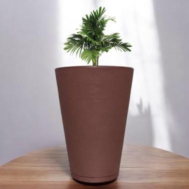 Imagem de Vaso Planta Flor Decorativo Jardim Polietileno Coluna Redonda 49x35 (Marrom)