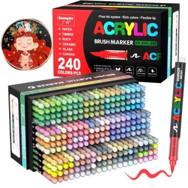 Imagem de Marcadores de Pintura Acrílica Amamao 240 Colores Punta Suave de Pince