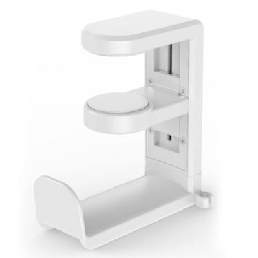 Imagem de Diydeg Suporte para Fone de Ouvido, Rotação de 360 ​​° Suporte para Fone de Ouvido Armazenamento de Cabo USB, Gancho para Fone de Ouvido Suporte para Montagem Em Fone de Ouvido para Jogos (Branco)