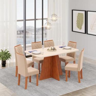 Imagem de Conjunto Sala de Jantar 6 Cadeiras Tampo de Vidro DJ Móveis Siena Frei