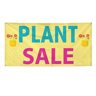 Imagem de Banner de vinil, vários tamanhos, venda de plantas, publicidade ao ar livre, impressão para uso ao ar livre, à prova de intempéries, placas amarelas 4 ilhós 40 x 101 cm