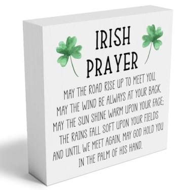 Imagem de Woght Decoração Para O Dia De São Patrício, Caixa Madeira Com Oração Irlandesa Engraçada, Placa, Que A Estrada Suba Te Encontrar, Arte Rústica Madeira, Prateleira Casa, Mesa, 5 X 5"