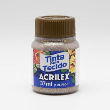 Imagem de Tinta para Tecido Glitter Acrilex Ouro 201 37ml | Brilho Intenso, Fixação a Frio, Alta Cobertura e Durabilidade para Customização e Artesanato