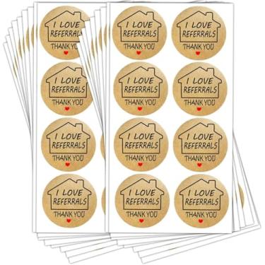 Imagem de Adesivos Kraft I Love Referrals, adesivos imobiliários Kraft marrom natural em forma de casa de 3,8 cm para agentes imobiliários de pequenas empresas e suprimentos de vendas (504 etiquetas adesivas