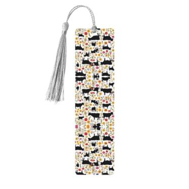 Imagem de Cattle Farm Sanctuary – Conjunto de 5 peças de madeira com borlas, madeira natural para livros e diários, presente para amantes de livros.