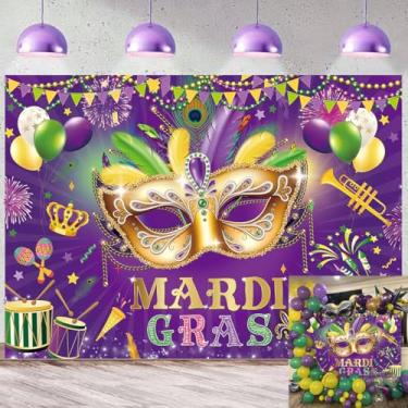 Imagem de Pano de fundo carnaval roxo dourado máscara carnaval glitter contas de baile de máscaras fundo de fotografia carnaval vestido de carnaval baile de formatura decorações de festa de aniversário adereços