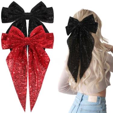 Imagem de Laços de cabelo OAOLEER Big Glitter em camadas para mulheres e meninas