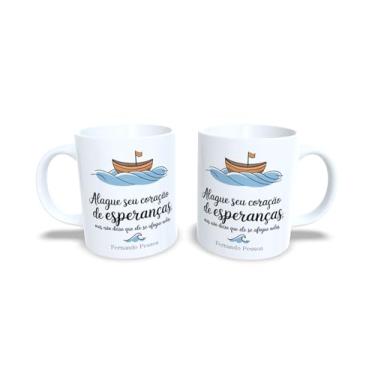 Imagem de Caneca de Cerâmica com Frase Clarice Lispector, Liberdade é Pouco, Branca com Ilustração de Pomba, 325ml (19069)