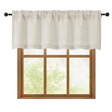 Imagem de OWENIE Cortinas naturais para janelas 1 peça de 45,7 cm de comprimento, cortina pequena texturizada com filtro de luz para banheiro porão sala de estar quarto, cortinas de meia janela sobre a pia, 152