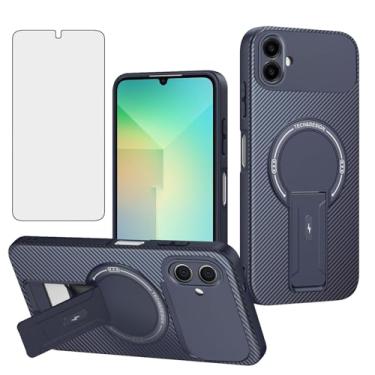 Imagem de Asuwish Capa de telefone para Samsung Galaxy A06 5G Capa magnética de fibra de carbono com protetor de tela de vidro temperado e suporte protetor fino fino acessórios para celular Ao6 A 06 4G LTE
