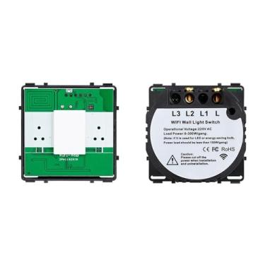 Imagem de Módulos DIY Combinação Grátis 2 3 4 5 6 7 8 Touch On/Off Interruptor Inteligente Vidro Preto 157 mm Tomada Painel (1G WiFi Single Fire)