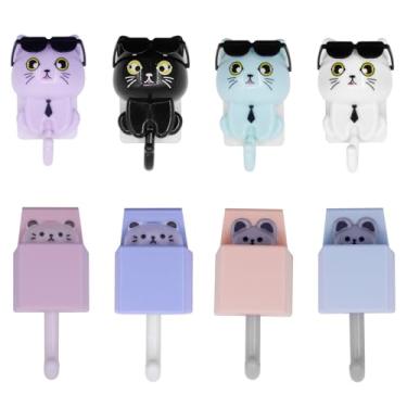 Imagem de WCCDXGP Conjunto de 8 peças de ganchos de parede adesivos práticos e criativos para casacos, cachecóis, chapéus, toalhas, roupões, chaves, bolsas, ganchos de parede resistentes para carregar 2,4 kg