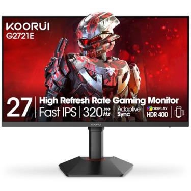 Imagem de KOORUI Monitor de jogos, monitor de computador IPS rápido de 27 polegadas, tela QHD HDR400 de 320 Hz, modo PIP/PBP, tela de PC de 1 ms, gama de cores 98% DCI-P3, sincronização adaptável, montagem VESA