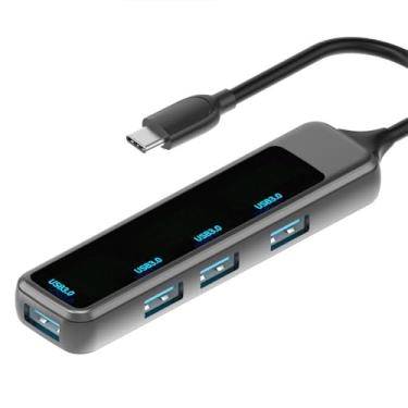 Imagem de Adaptador multiportas USB C Hub 7 em 1 com HDMI 4K USB 3.0 PD carregamento Gigabit Ethernet para laptop, cinza
