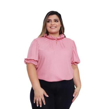 Imagem de Blusa feminina moda plus size evangélica em crepe sku:bp15 - R.S MODAS