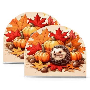 Imagem de Wassud Porta-guardanapos acrílico ouriço de outono, dispensador de guardanapo de papel moderno em forma de U para mesa, cozinha, sala de jantar, bancada 2 peças (comporta 50-60 guardanapos)