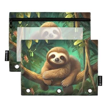Imagem de Wassud Sloth in The Branch Pacote com 2 Pastas de fichário com 3 furos, pasta organizadora de arquivos para casa, escritório